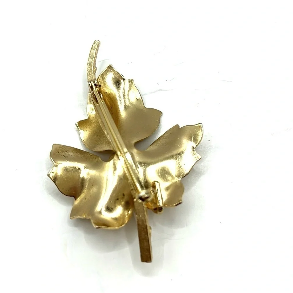 Vintage Brooches Roses Leaf Acorn Ribbon Pin Gold Tone Pins 3 VTG